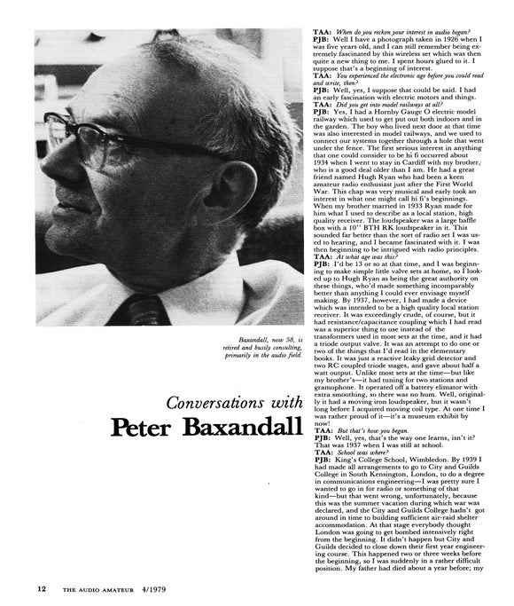 Conversations with Peter Baxandall (Audio Amateur 12/1979 & 1/1980 Article PDFs)